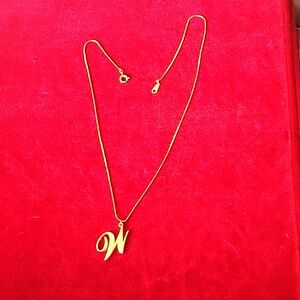 W Pendant & Chain - Signed KOREA